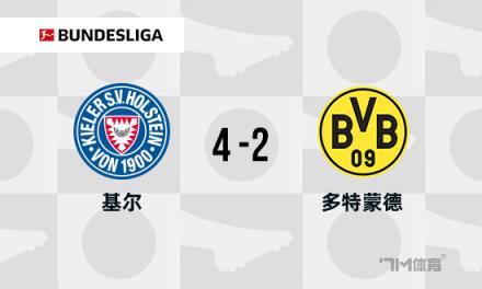 德甲多特蒙德2-4不敵基爾，雷納破門吉騰斯世界波助勝利