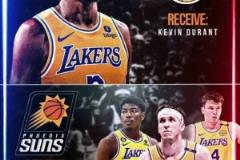 5換1誰賺了？美媒模擬：湖人得KD，送出小里八村彪哥文總克內(nèi)克特