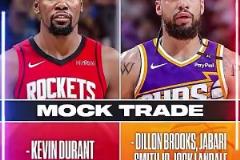 KD有意火箭！此前美媒模擬：火箭出小賈狄龍?zhí)m代爾2首輪換KD